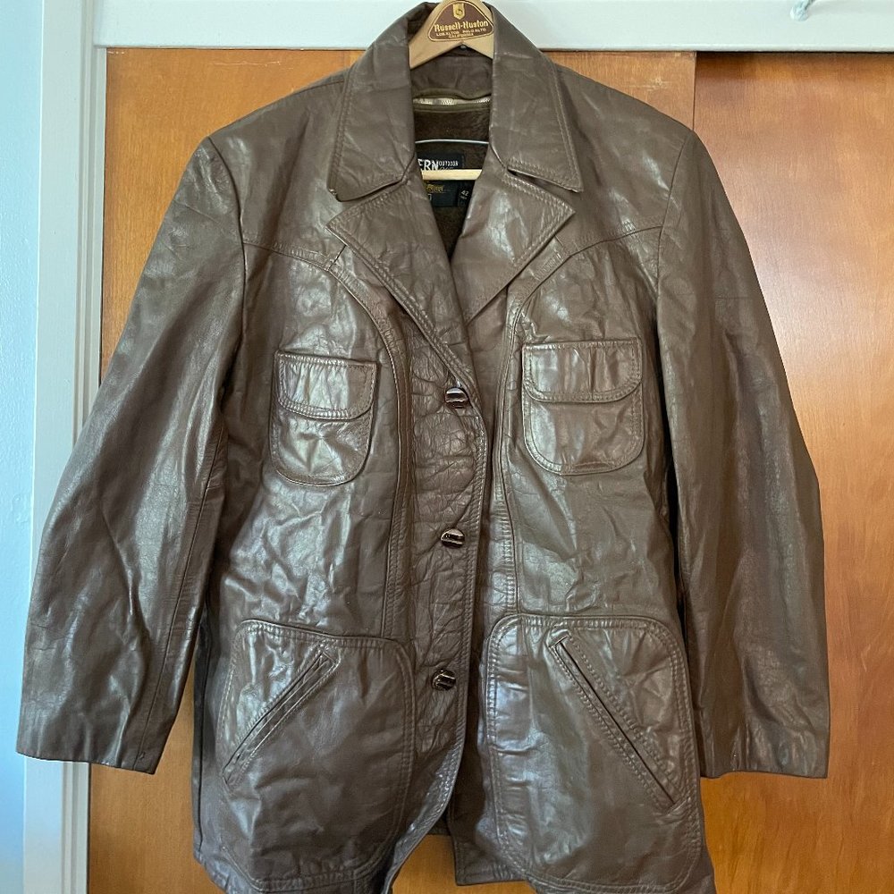 Vintage Sears Western Outdoor Wear Vintage Men’s Brown Leather Jacket Size 42
